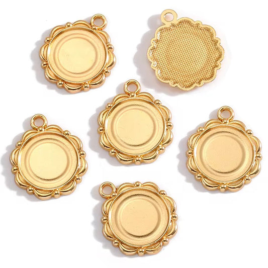 BBB 316 (a) Round KC Gold cabochon connector ( 1 pc ) tarnish resistant ( 23:19 mm )