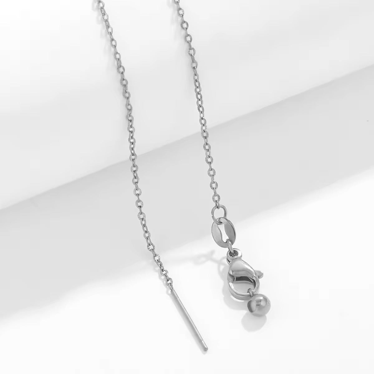 Embossed dainty Stainless steel plated ready chain with needle end ( 1 pc ) Anti tarnish