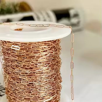 CN 307 Rose gold Paper clip plated chain ( 1 feet ) Anti tarnish