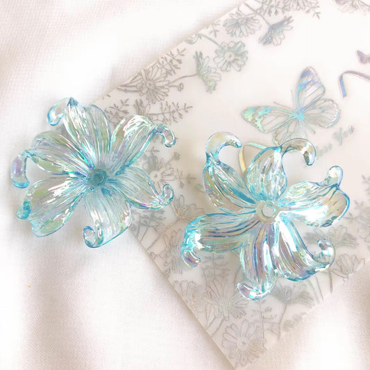 BBB 063 (c) Light blue Transparent luminous Big Flower Acrylic bead ( 1 pc )