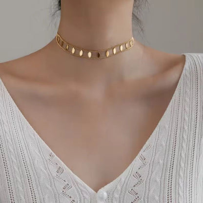 NSJ25B rhombus double layer  Necklace - 18k Gold PVD plated 316 stainless steel - Anti tarnish