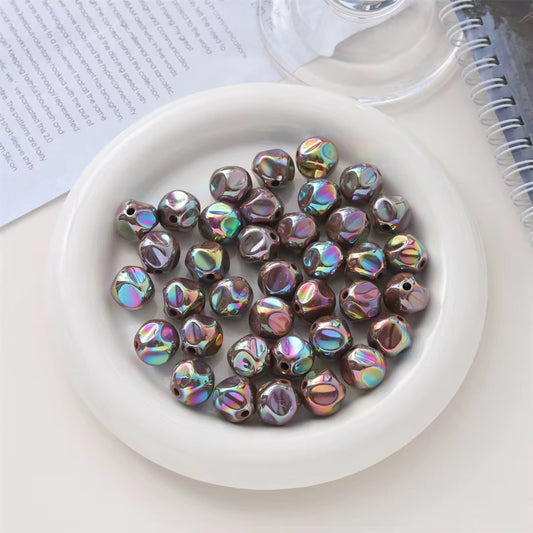 BBB 221 (h) Brown Holographic Irregular Bubble 3D Acrylic bead ( 1 pc ) UV Plated ( 12 mm )
