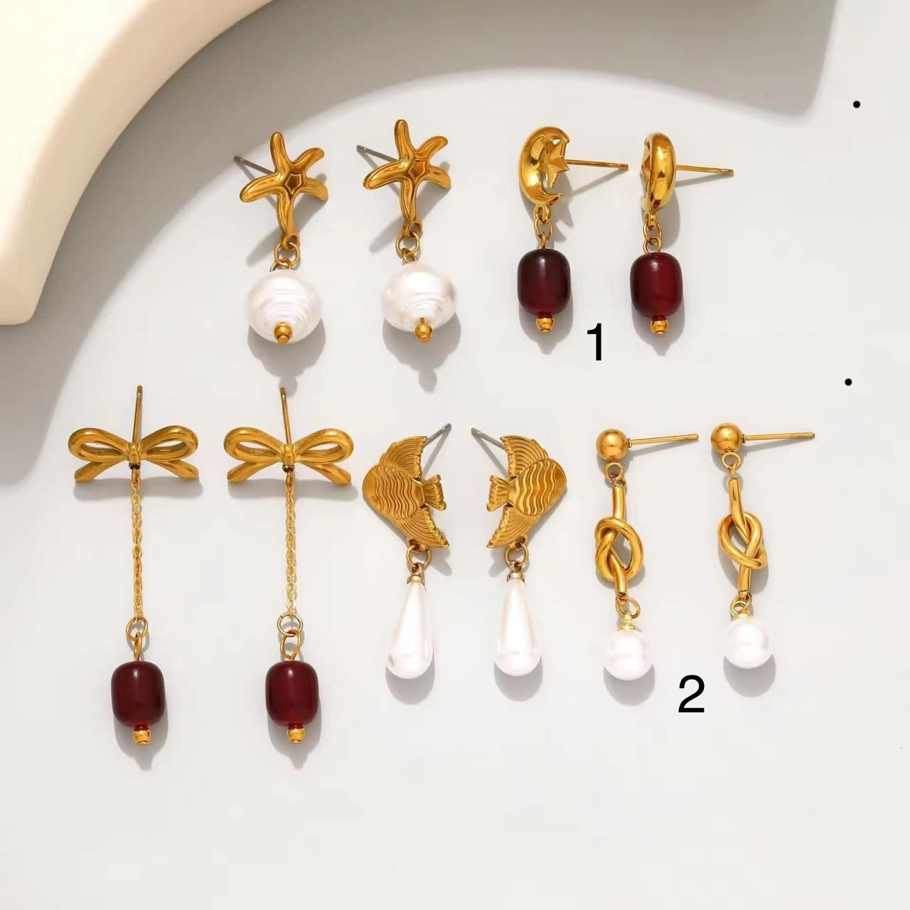 ESJ02D cherry earring drops -  18k Gold PVD plated 316 stainless steel - Anti tarnish