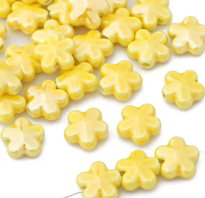 BBB 374 Floral Ceramic Bead ( 1 pc ) Porcelain Ceramic ( 12 mm )