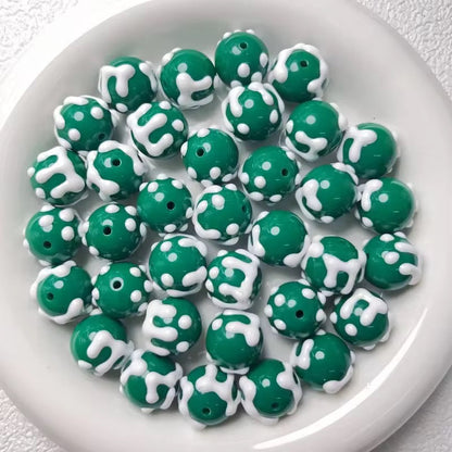 AB43  Snow Hand painted UV Plated Acrylic Bead ( 1 pc ) ( 16 mm )