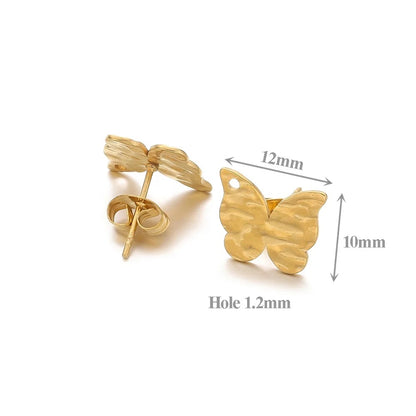 SS 1186 - Butterfly stud - 18k gold PVD plated 316 stainless steel ( 2 pc ) Anti tarnish