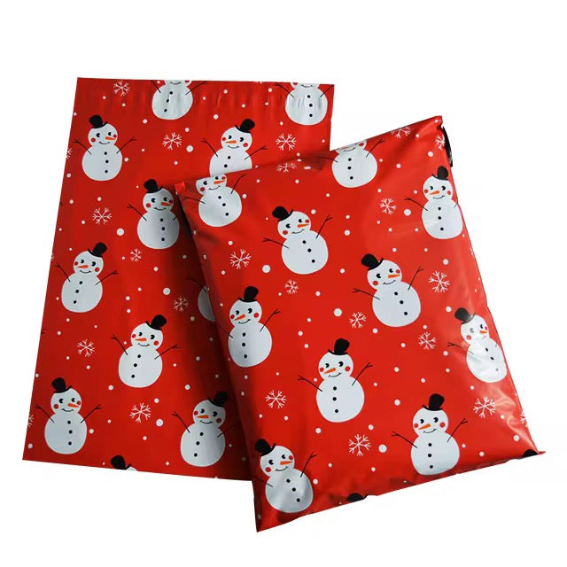 Christmas Snowman ⛄️ Poly Mailer Bag -  Waterproof & Double Sided - Designer Premium Packaging ( 10:13 inch )