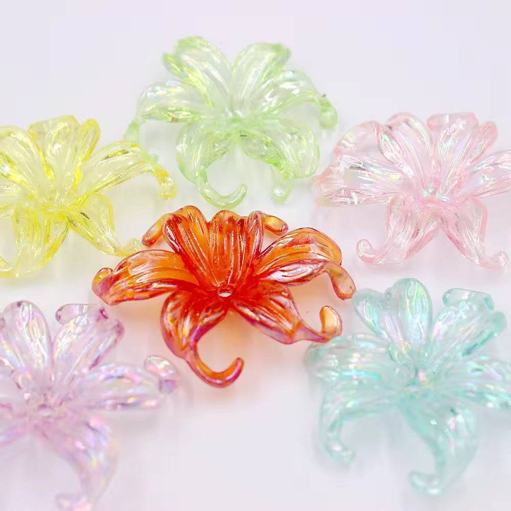 BBB 063 (g) Purple Transparent luminous Big Flower Acrylic bead ( 1 pc )