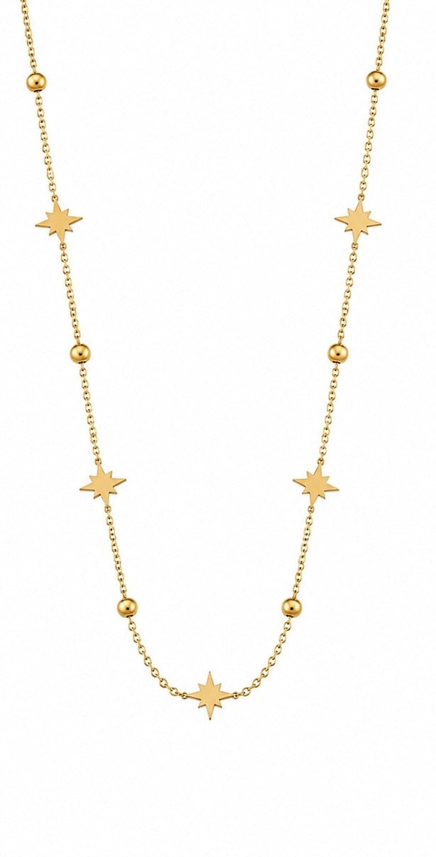 NSJ20A Star Beaded Necklace- 18k Gold PVD plated 316 stainless steel -Anti tarnish