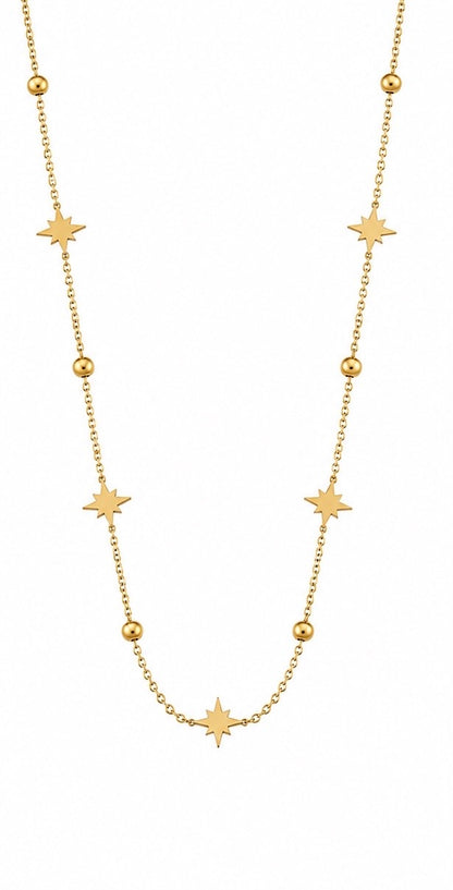 NSJ20A Star Beaded Necklace- 18k Gold PVD plated 316 stainless steel -Anti tarnish
