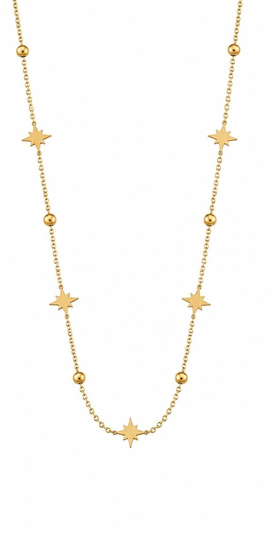 NSJ20A Star Beaded Necklace- 18k Gold PVD plated 316 stainless steel -Anti tarnish
