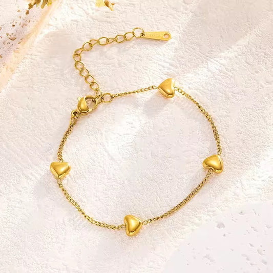 SJ 394 heart dainty bracelet - 18k Gold PVD plated stainless steel - Anti tarnish - Wholesale