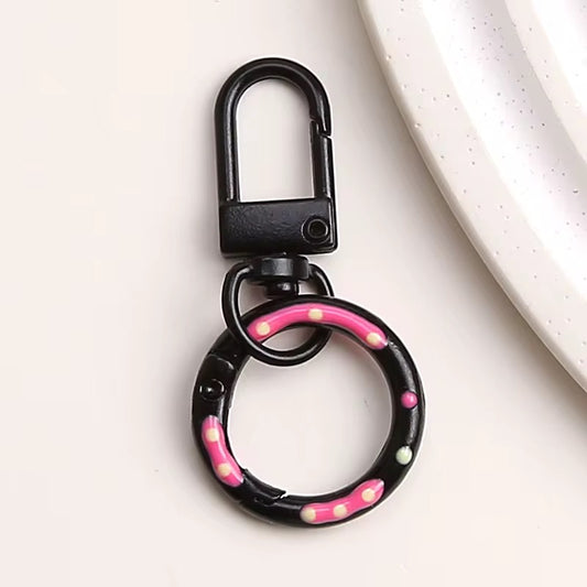 BBB 233 (m) Black Candy baked paint Donut Buckle O Ring Keychain Clasp ( 1 pc ) Spring Clasp Key Ring ( 5.1:2.4 cm ) High Quality Alloy