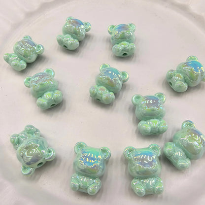 BBB 022 (b) Light green Cute Bear shiny luminous Acrylic bead ( 1 pc ) UV Plated ( 17:21 mm )