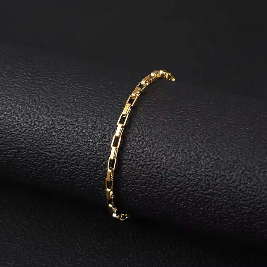SJ 822 Box chain Bracelet - 18k Gold PVD plated stainless steel - Anti tarnish