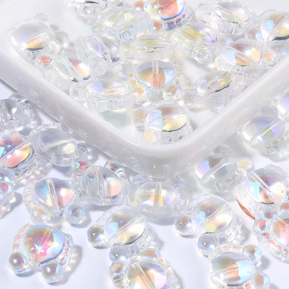 BBB 234 (g) Holographic White crab glass bead ( 1 pc ) Lampwork ( 13:6 mm )