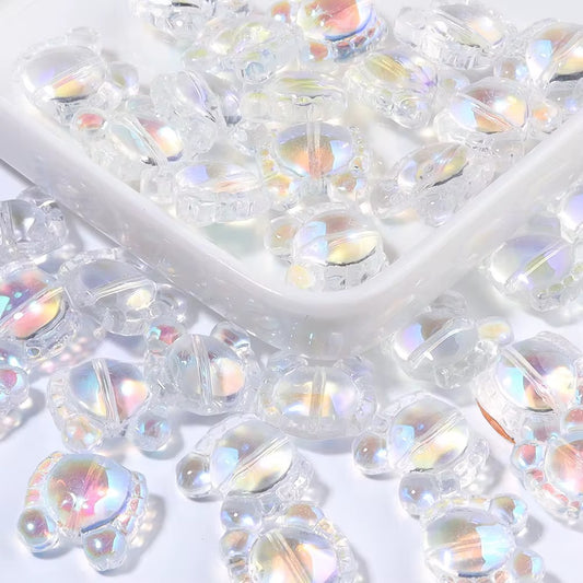 BBB 234 (g) Holographic White crab glass bead ( 1 pc ) Lampwork ( 13:6 mm )