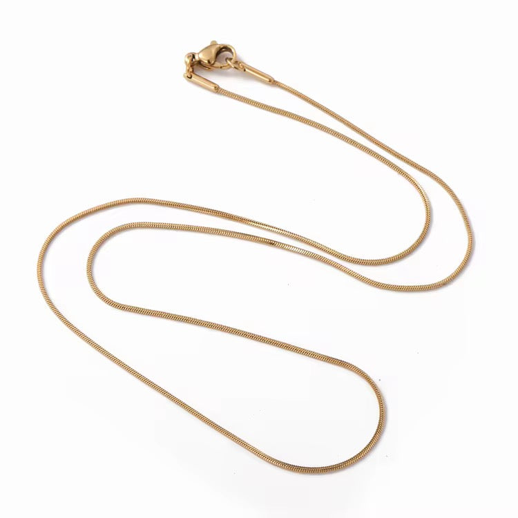 RC 55 Round Snake Ready made chain 18k Gold PVD plated 316 Stainless steel ( 1 pc ) Anti tarnish ( 1.5mm )