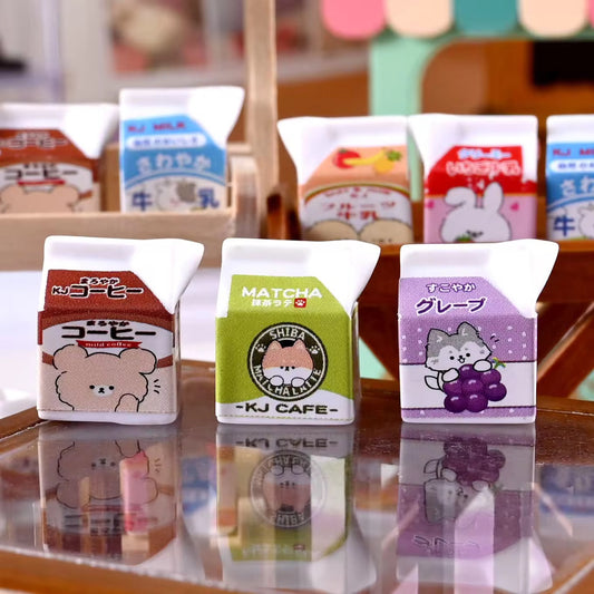 RM09L Milk carton Kawai themed resin charm ( 1 pc ) with / without hook