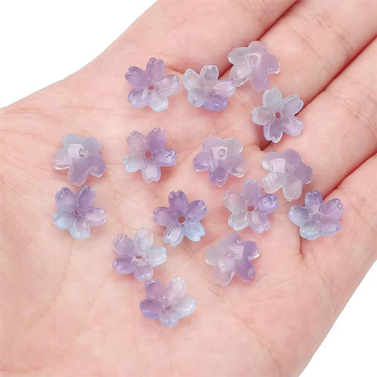 BBB 004 (e) Purple Mini Sakura flower glass bead ( 1 pc ) Lampwork Bead ( 11 mm )