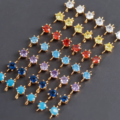 SS 3040 Sky Blue Tiny Zircon Connector Charm 18k Gold plated ( 1 pc ) Anti tarnish ( 6.4:3.9 mm )