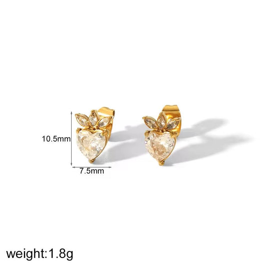 SJ 1147  Zircon studs - 18k Gold PVD plated stainless steel - Anti tarnish