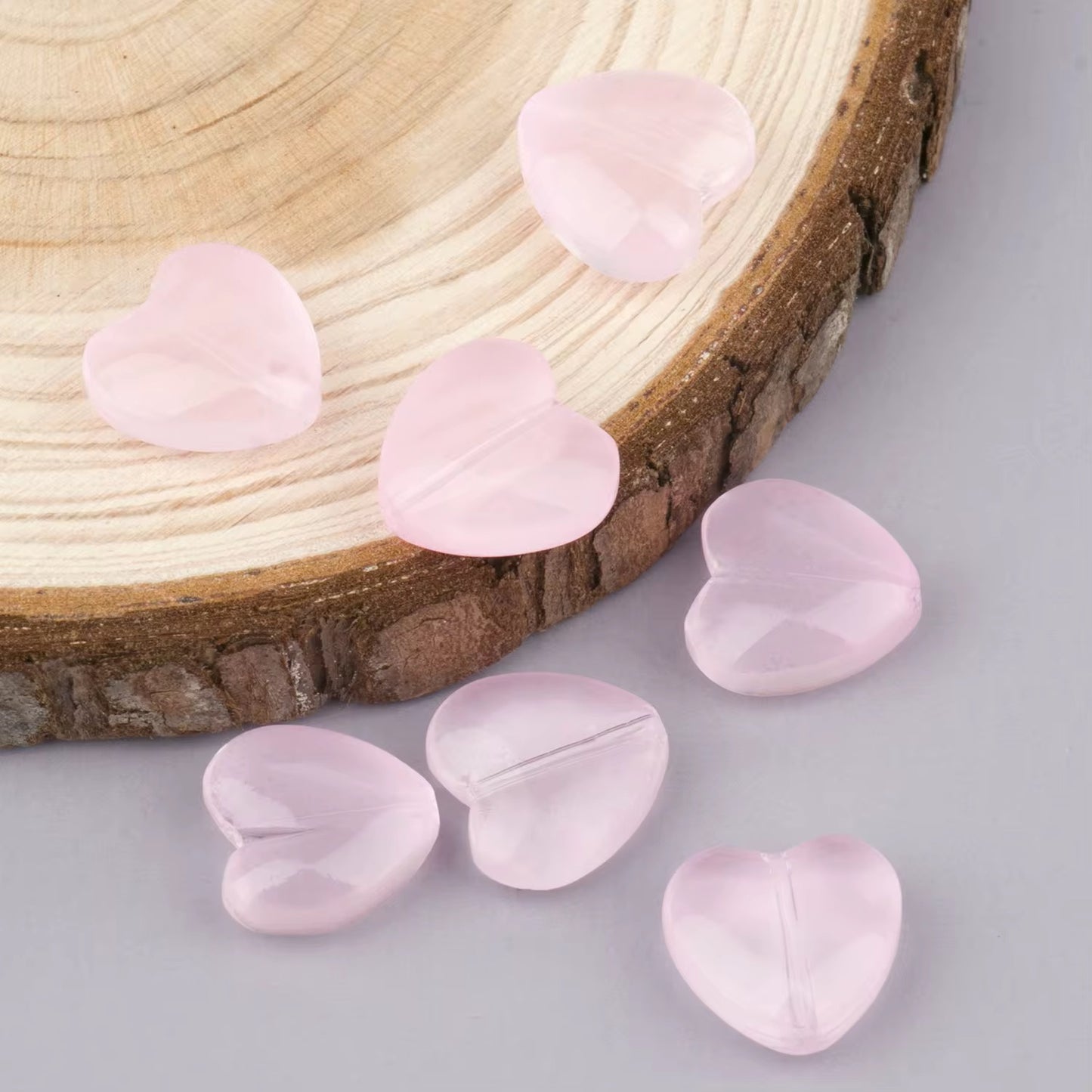 BBB 225 (m) Light Pink Heart Crystal glass bead ( 1 pc ) ( 8 mm )