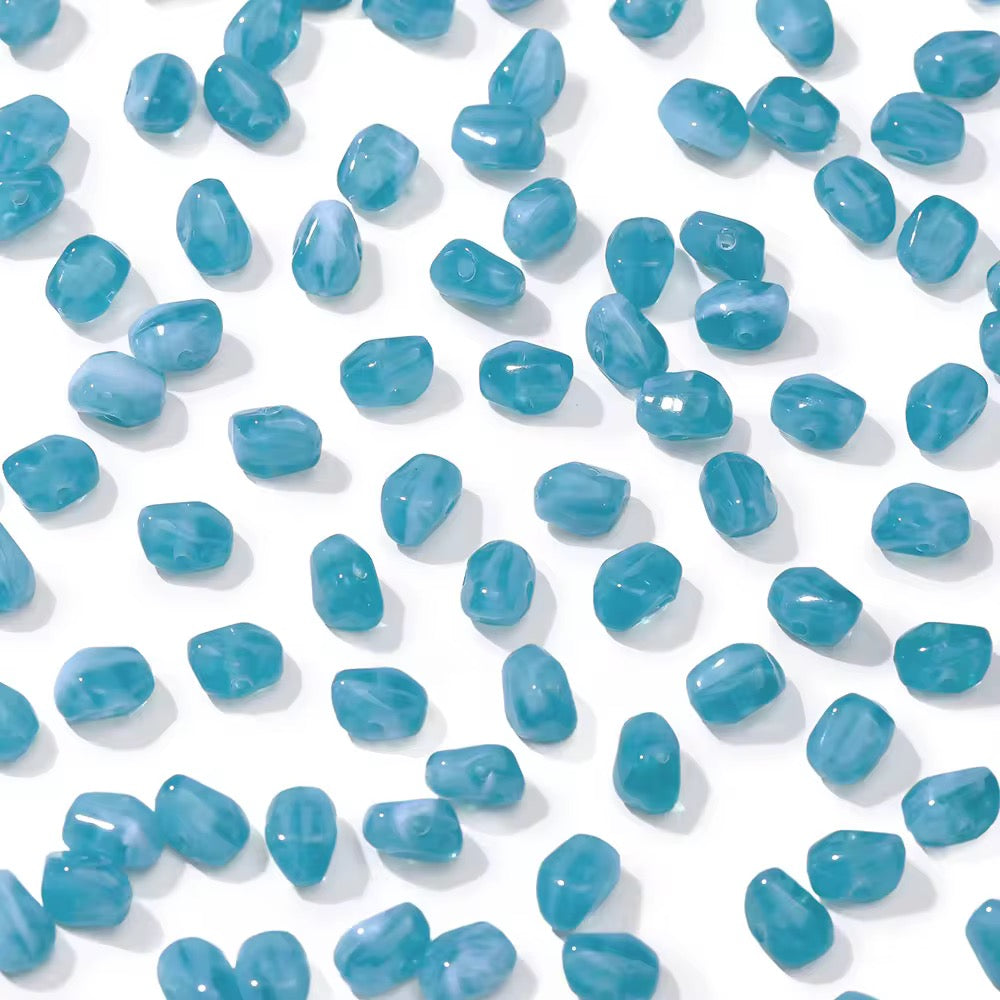 AB07 Marble Pebble Crystal Chip Shiny  Bead ( 1 pc ) UV Plated Acrylic