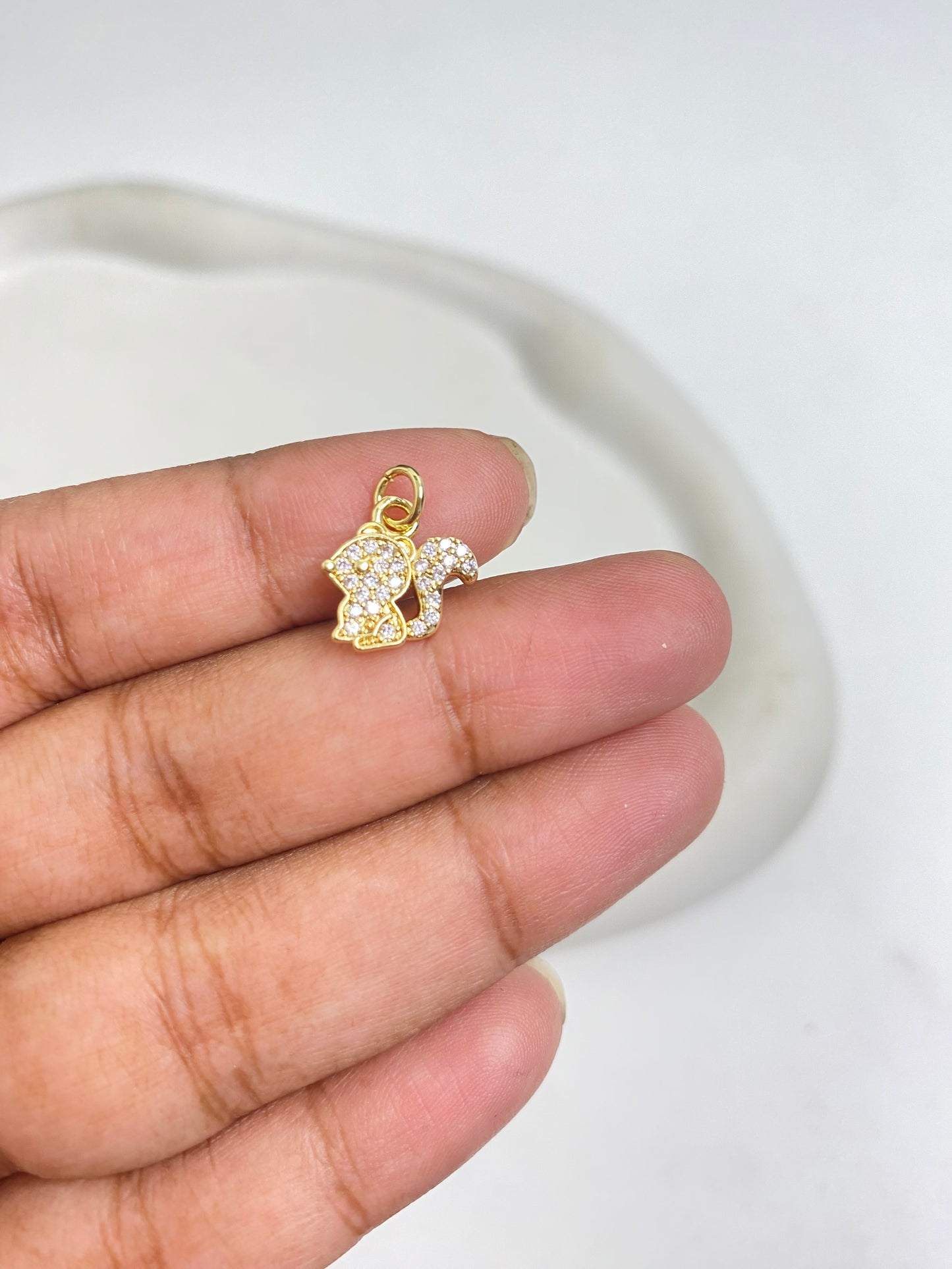 SS 1100 Cute Squirrel Zircon Charm 14k Gold plated ( 1 pc ) Anti tarnish ( 11.5:12 mm )
