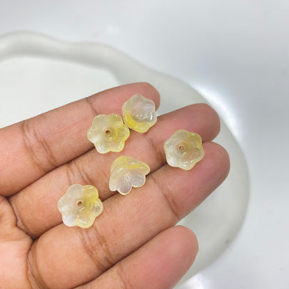 GB63D dual tone yellow flower glass bead ( 1 pc )