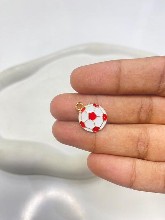 SS 2657 (c) Red Football Soccer Enamel Charm ( 1 pc ) tarnish resistant