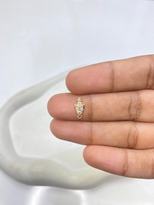 SS 2669 Fish Zircon Charm 18k gold plated ( 1 pc ) anti tarnish ( 6 mm )