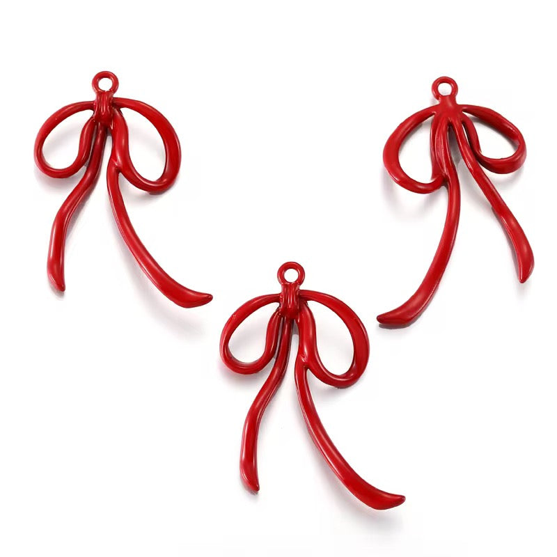 BBB 413 Wavy Bow Spray Painted alloy Charm ( 1 pc ) High Quality Shine