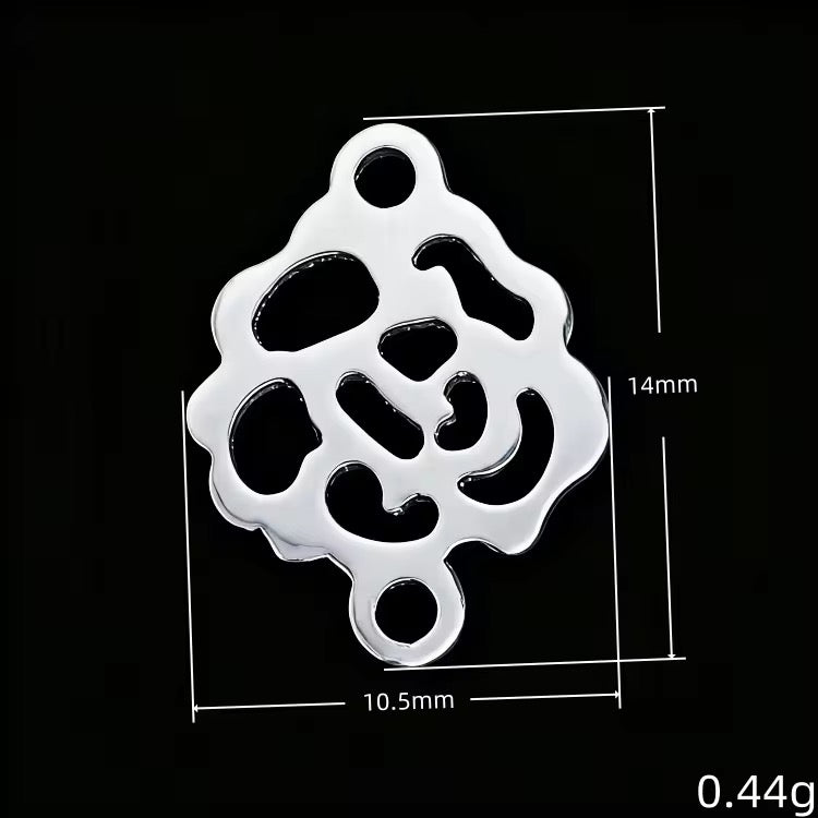SS 1253 Rose Connector charm Silver plated 316 stainless steel ( 1 piece ) Anti tarnish ( 14:10.5 mm )