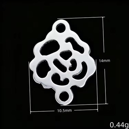 SC11E  Rose Connector charm Silver plated 316 stainless steel ( 1 piece ) Anti tarnish ( 14:10.5 mm )