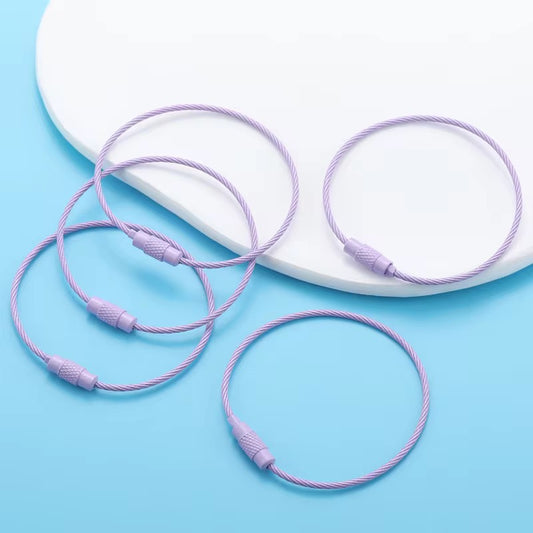 BBB 185 (j) Light Purple Loop Cable Key Ring Wire Keychain ( 1 pc ) Screw lock Key Ring ( 1.5 * 150 mm ) Stainless steel
