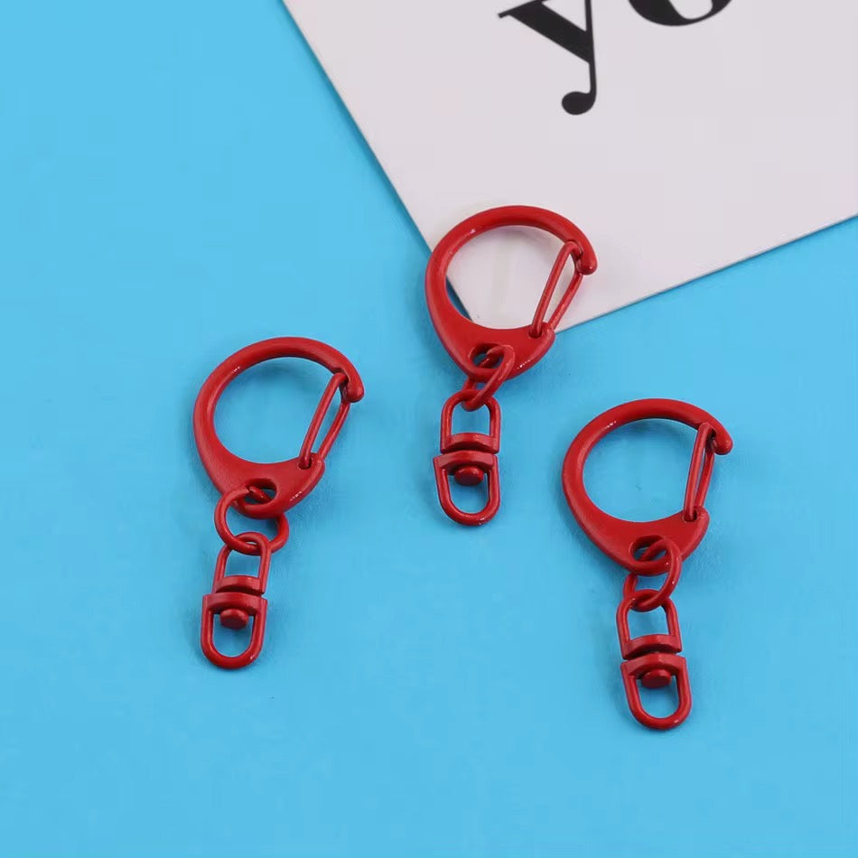 BBB 269 (c) Red Candy baked paint D Shape Buckle Ring Keychain Clasp ( 1 pc ) Spring Clasp Key Ring ( 38 mm ) High Quality Alloy