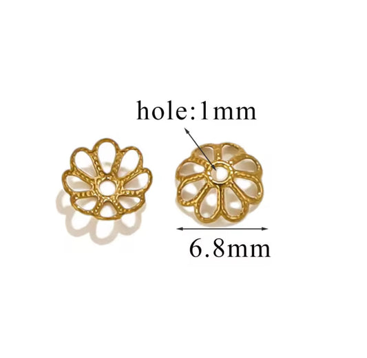 SS 2830 Floral Bead Cap 18k Gold plated stainless steel ( 1 pc ) anti tarnish