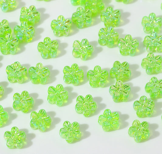 BBB 238 (i) Light Green daisy flower candy Luminous Shiny Bead ( 1 pc ) UV Plated Acrylic ( 7 mm )