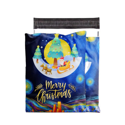 Merry Christmas Poly Mailer Bag -  Waterproof & Double Sided - Designer Premium Packaging ( 10:13 inch )
