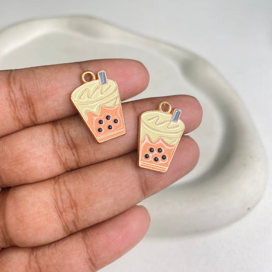 BBB 291 (d) Orange Boba Drink enamel charm ( 1 pc ) High quality shine ( 9:15 mm )