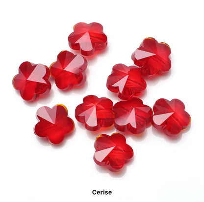 BBB 81 (h) Red Plum Flower Faceted Crystal glass beads ( 1 pc )