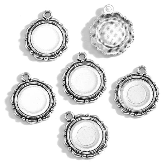 BBB 316 (d) Round Silver cabochon connector ( 1 pc ) tarnish resistant ( 23:19 mm )