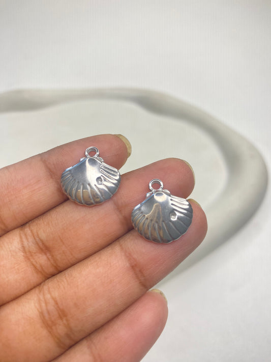 SS 2855 Shell charm Silver plated stainless steel ( 1 piece ) Anti tarnish ( 16 mm )