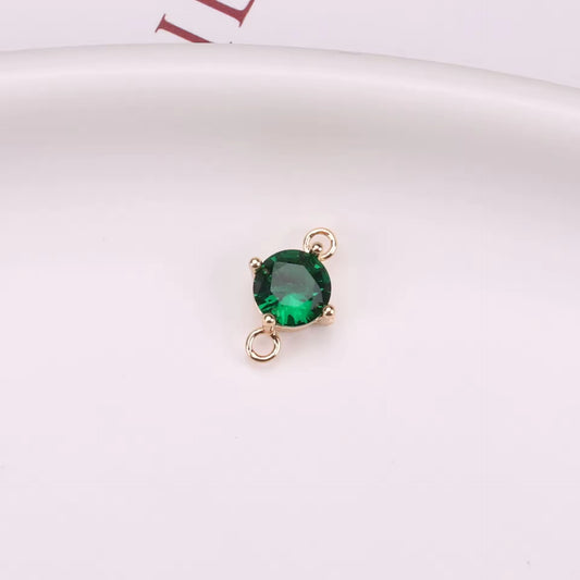 BBB 202 (J) Dark green CZ connector 14k gold plated ( 1 pc ) Anti tarnish
