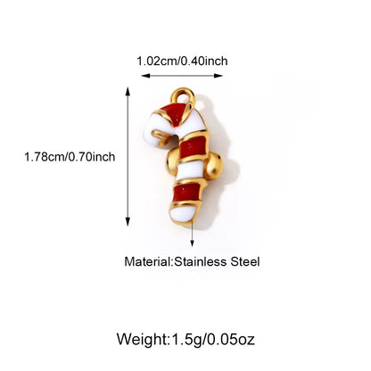 SS 1145 Candy cane Christmas Charm 18K Gold PVD plated stainless steel ( 1 piece ) Anti tarnish ( 18:10 mm )