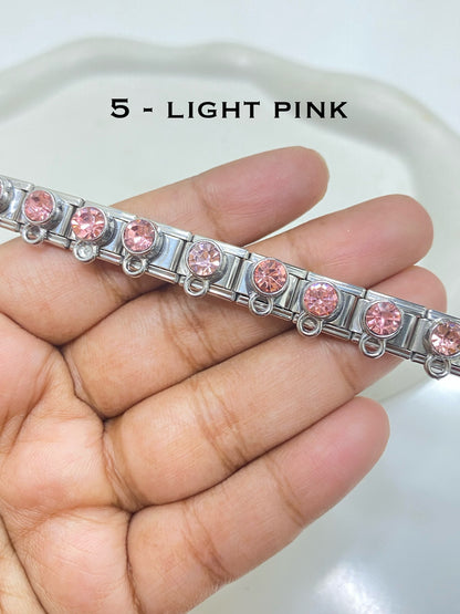 Italian charms zircon with loop bracelet ( part 3 ) stainless steel ( 1 pc ) Anti tarnish