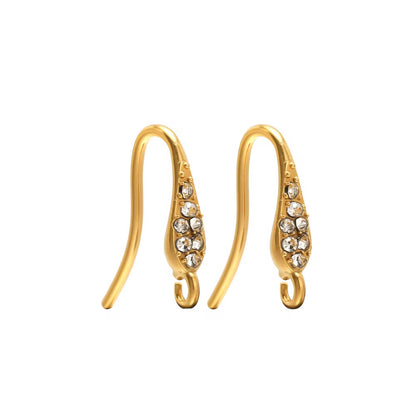 SS 3014 Zircon Hook 18K Gold PVD plated stainless steel ( 2 piece ) Anti tarnish
