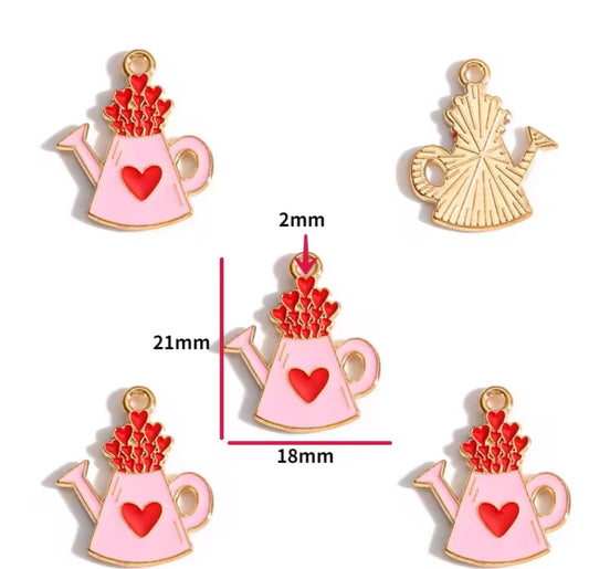 BBB 394 (g) Flower vase Pink Enamel Charm ( 1 pc ) High Quality Shine