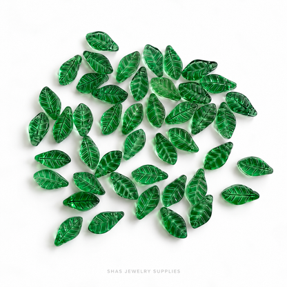 GB73 Tiny Leaf Glass Beads ( 1 pc ) Czech Bead